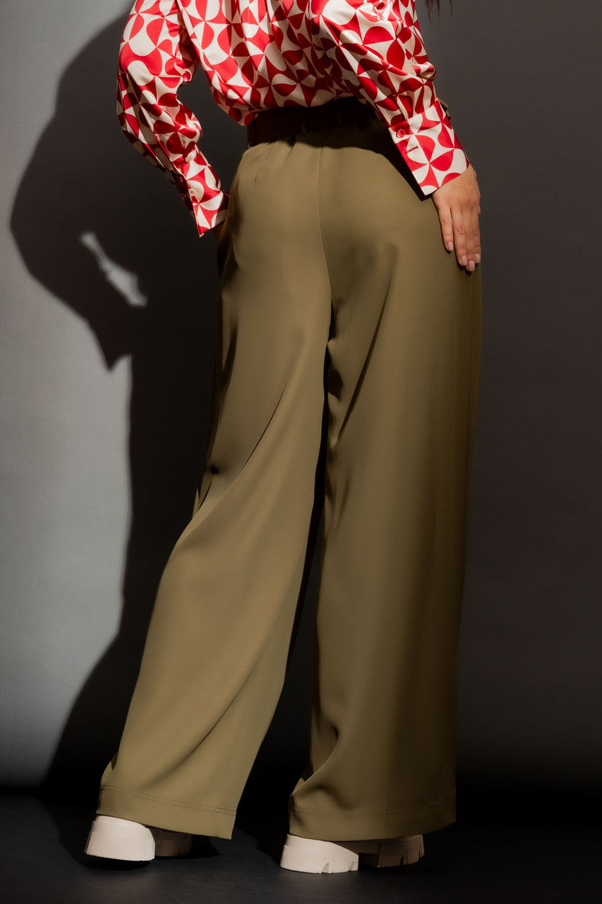 Khaki Cleo Belt Pant