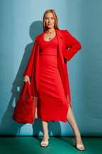 Red / Peach Euro Splice Trench