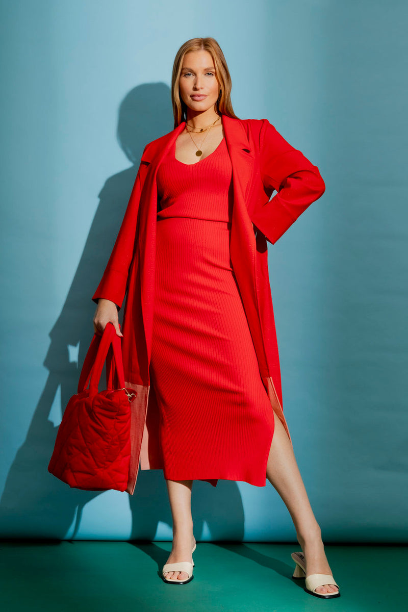 Red / Peach Euro Splice Trench
