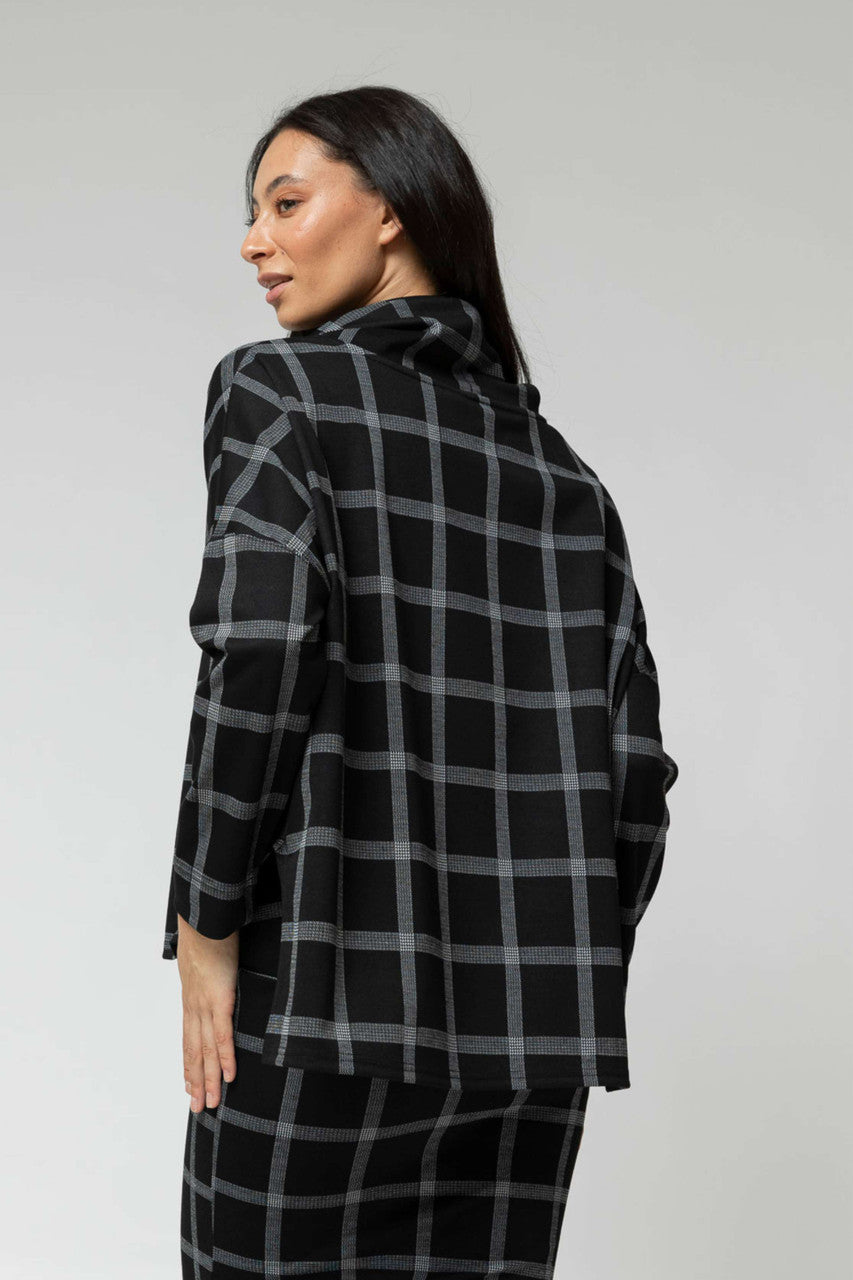 Black Check Roll Neck Top