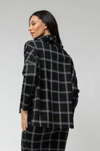 Black Check Roll Neck Top