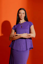 Purple Wave Bell Cap Sleeve Top