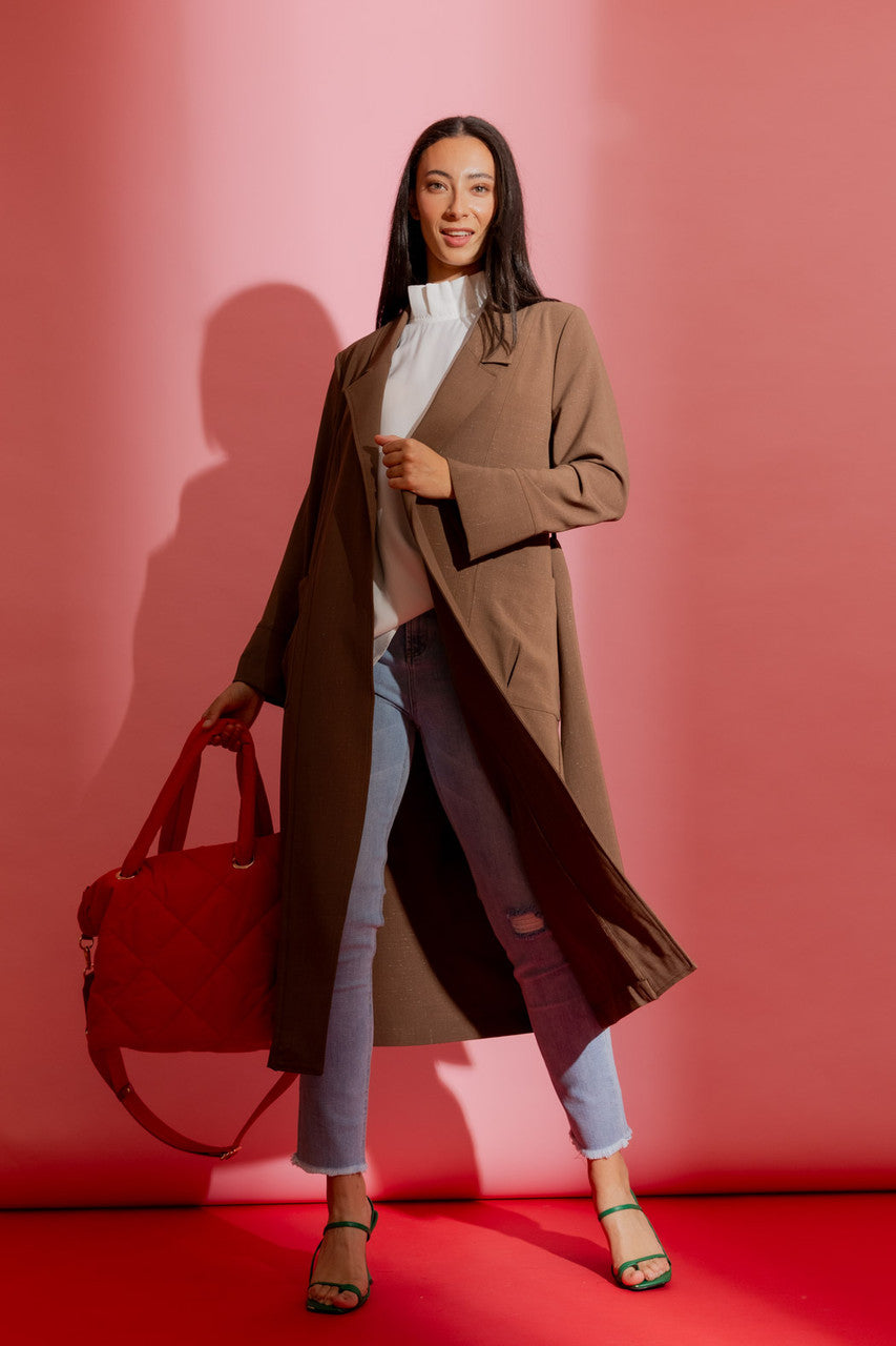 Coffee Shimmer Trench Coat