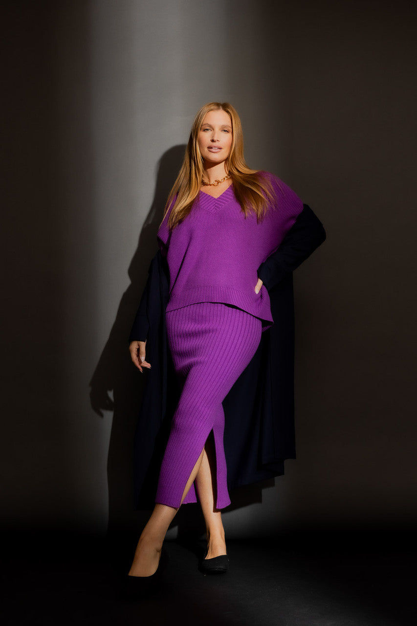 Purple Rib Knit Skirt Purple S