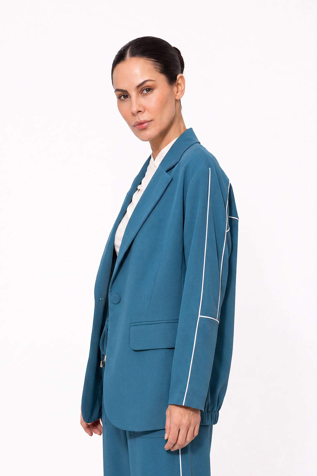 Teal Euro Action Back Blazer