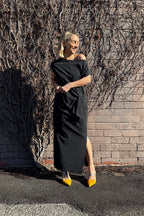 Charcoal Washed Cotton Harlow Dress