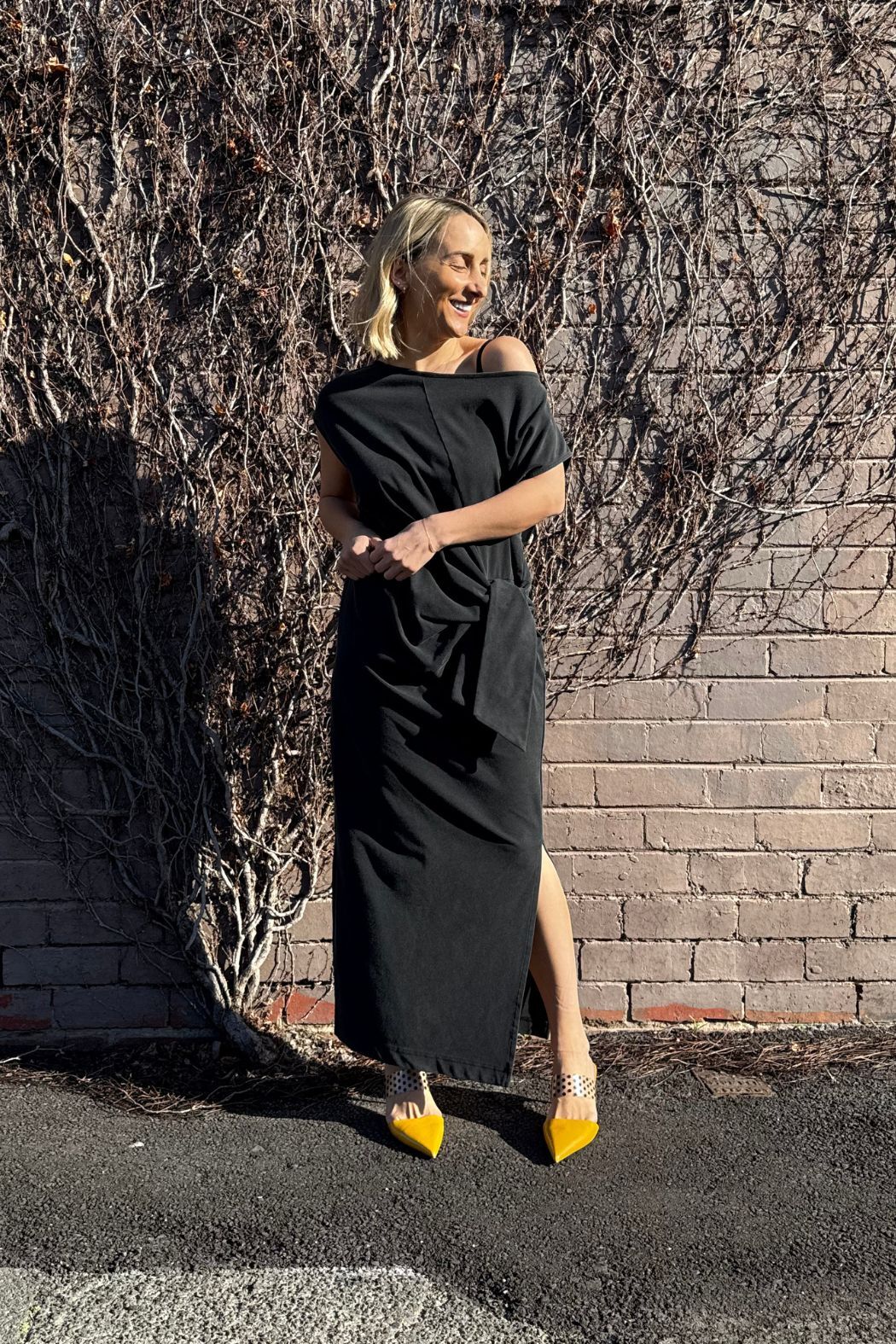 Charcoal Washed Cotton Harlow Dress