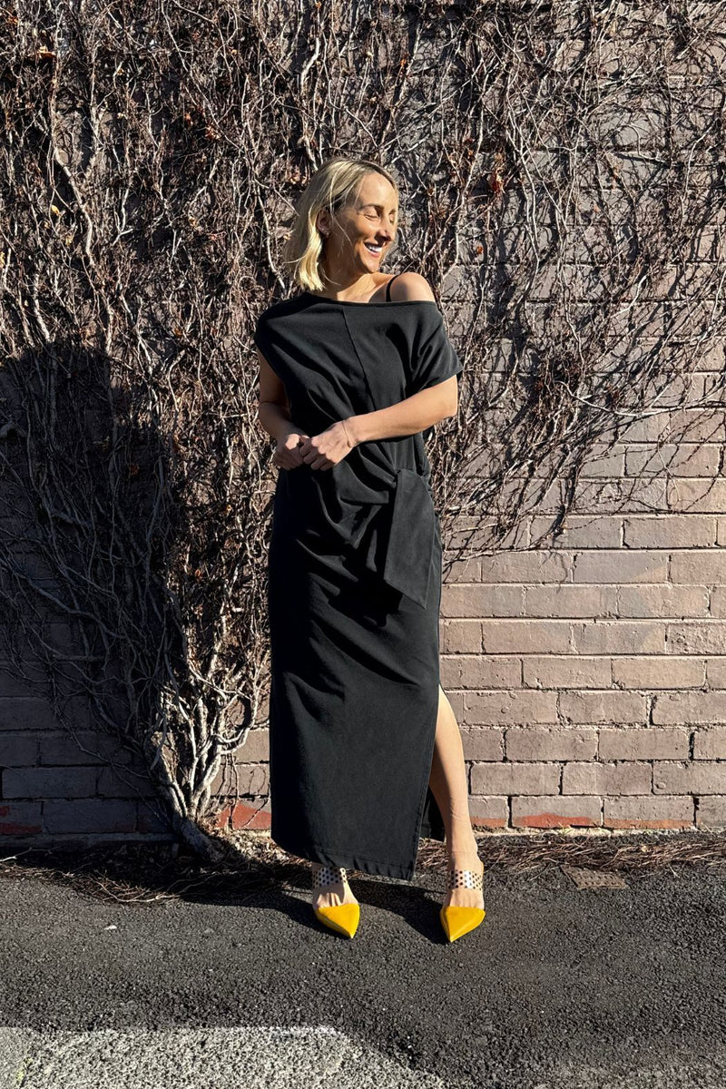 Charcoal Washed Cotton Harlow Dress