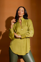 Chartreuse Piped Blogger Shirt