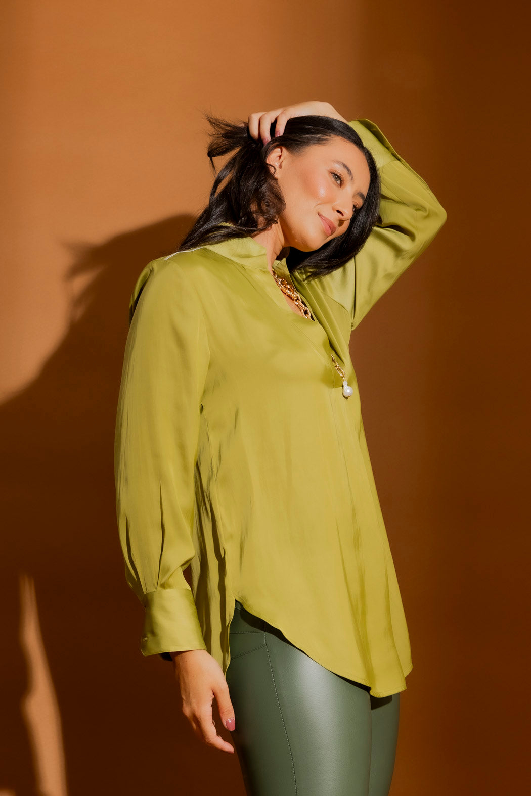 Chartreuse Piped Blogger Shirt