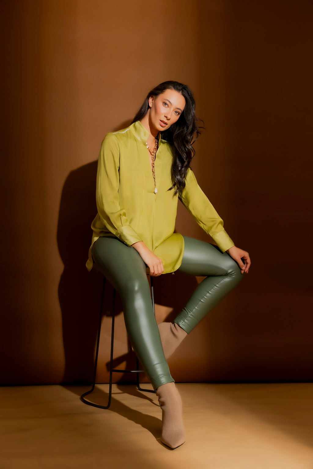 Olive Croc Coated Miracle Pant