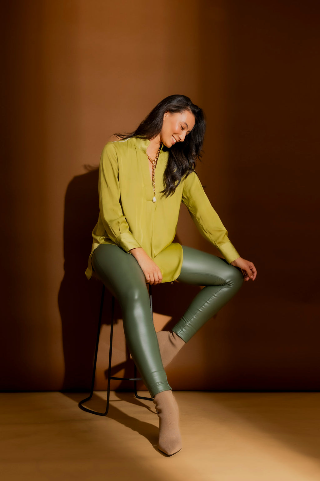 Chartreuse Piped Blogger Shirt