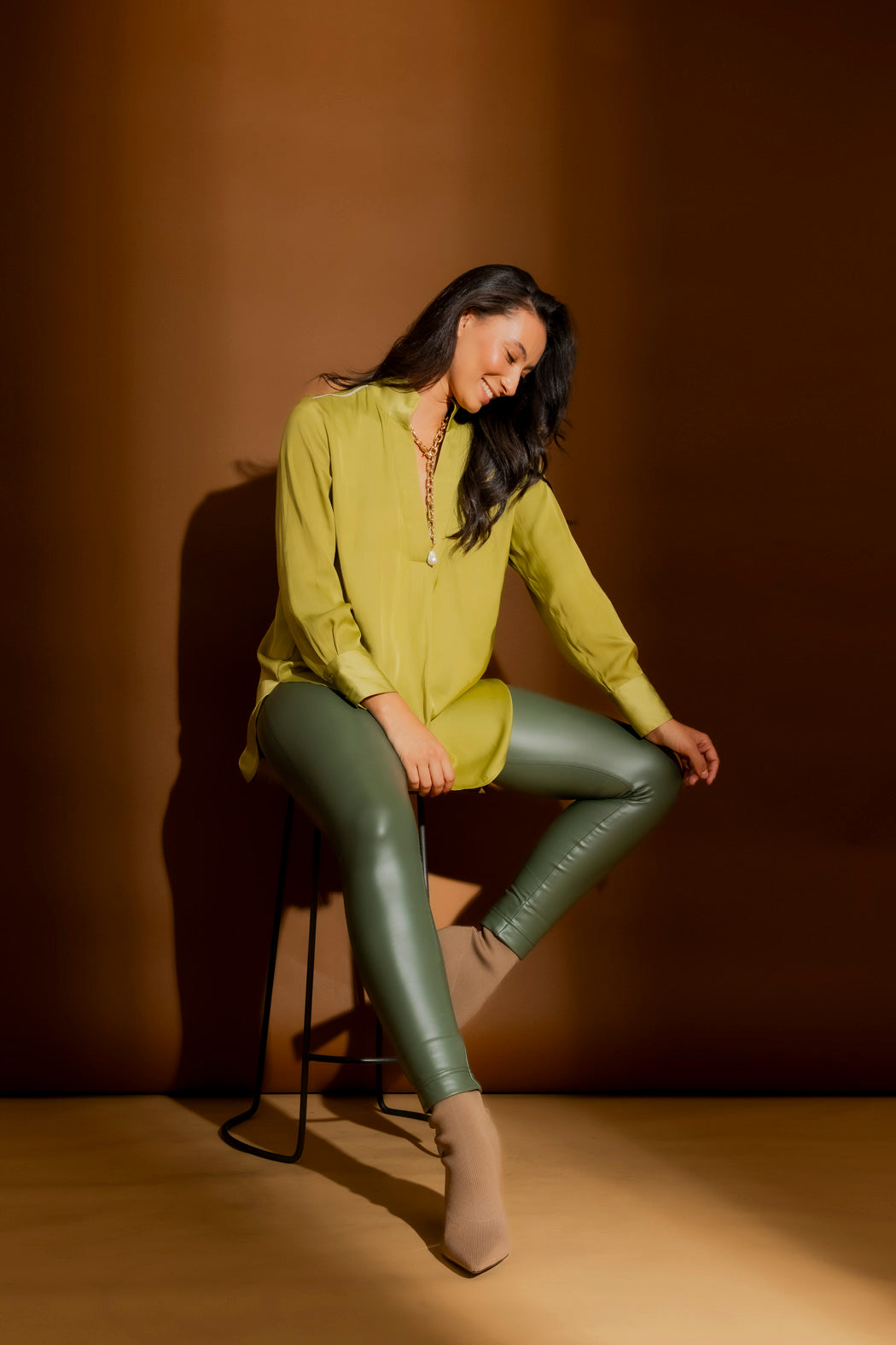 Chartreuse Piped Blogger Shirt