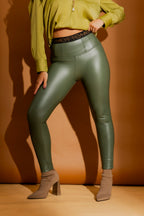 Olive Croc Coated Miracle Pant