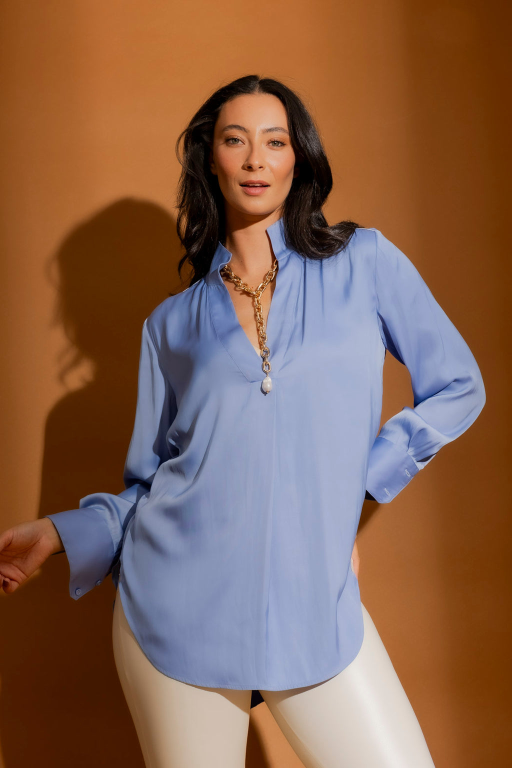 Cornflower Piped Blogger Shirt