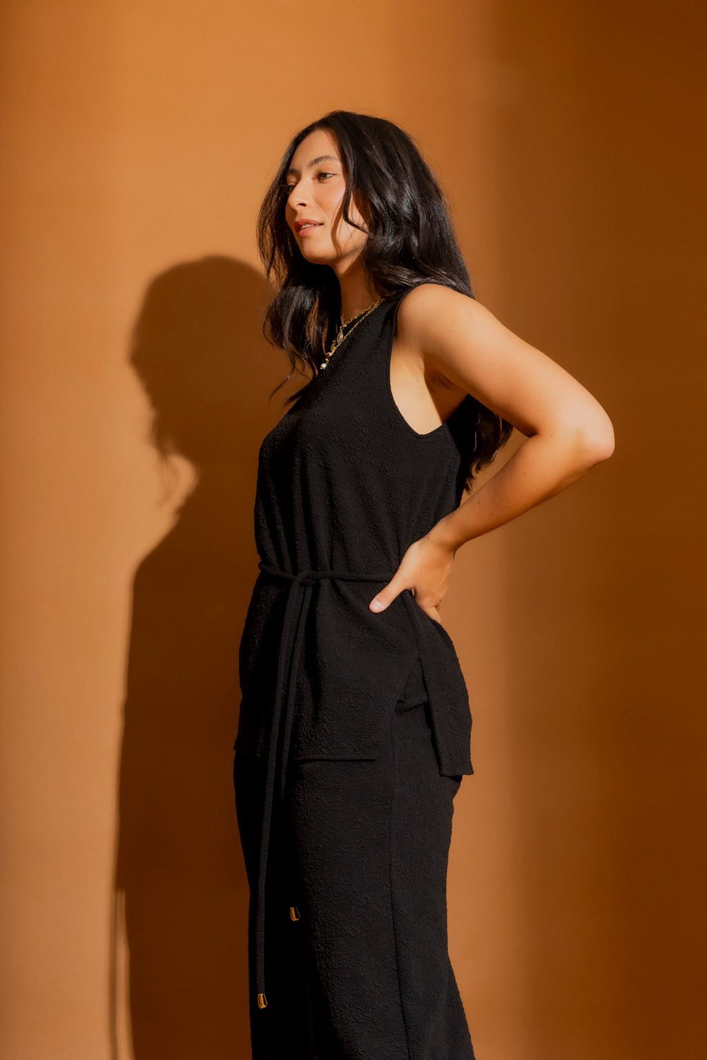 Black Bubble Belted Tunic