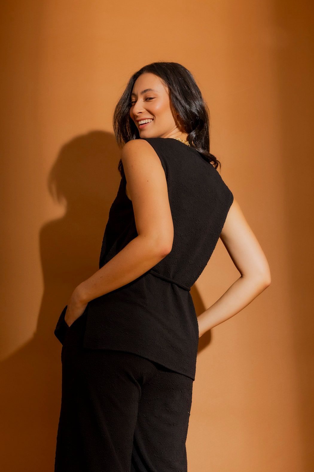 Black Bubble Belted Tunic