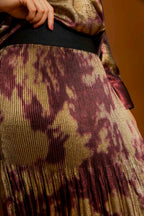 Burgundy/Gold Pleat Maxi Skirt Burgundy/Gold S