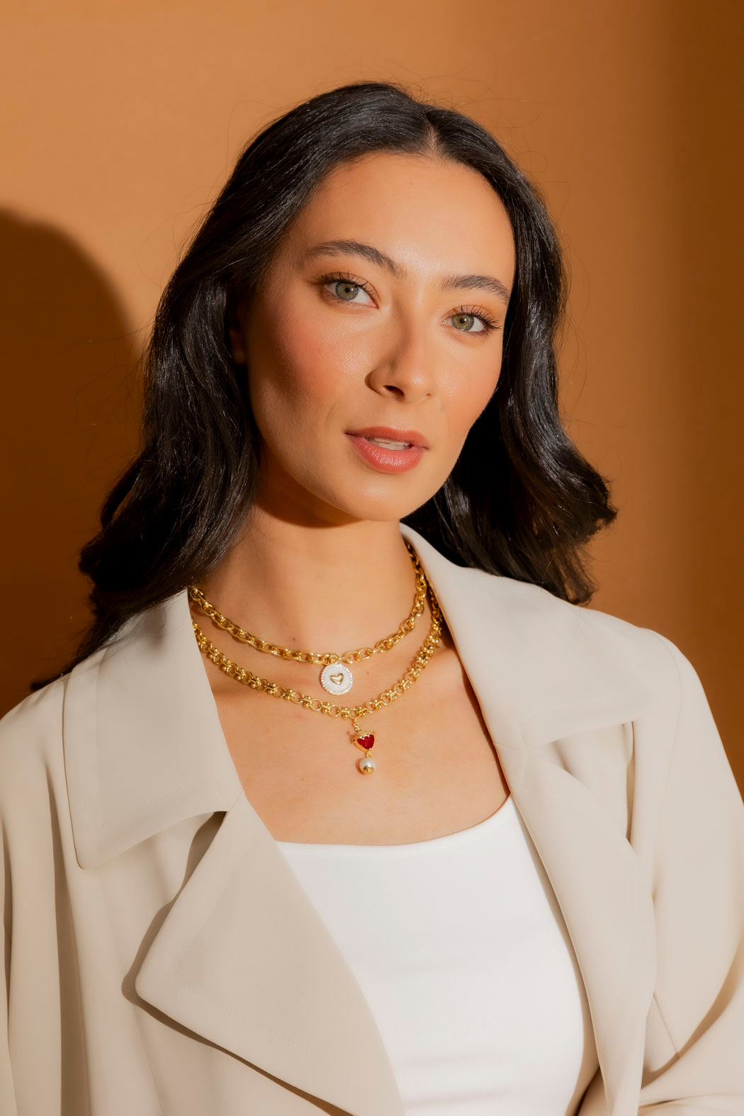 Red Heart Pearl Necklace O/S