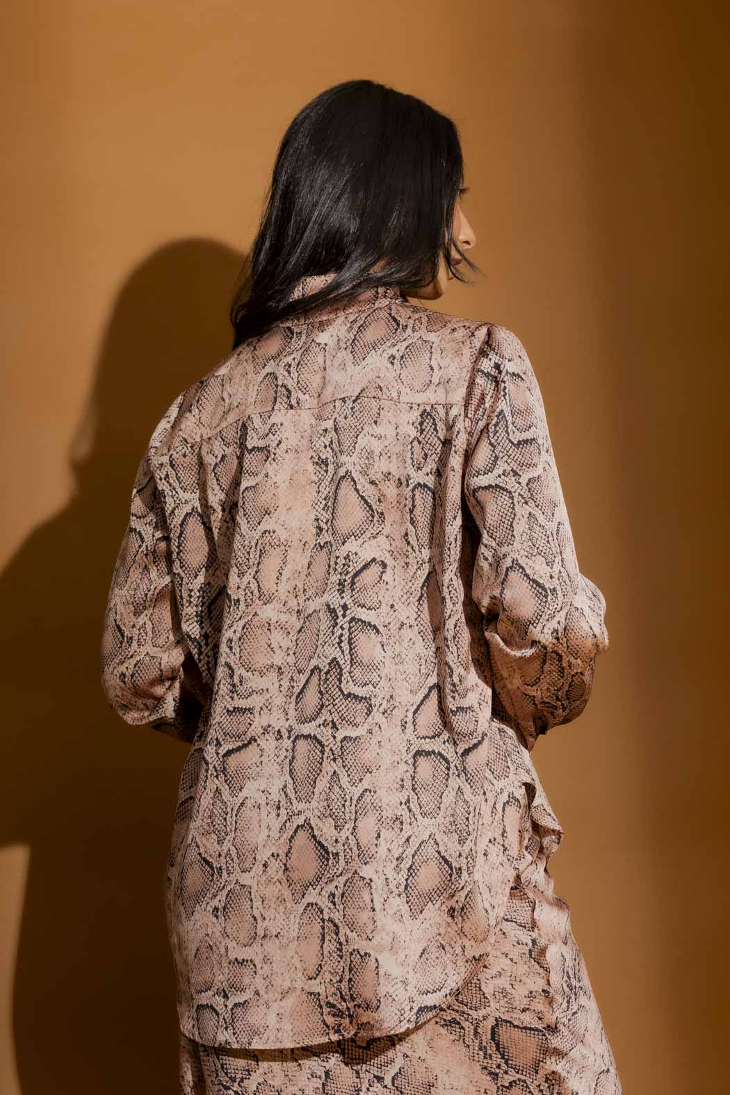 Pink Snake Silky Tuck Sleeve Blogger Shirt Pink Snake