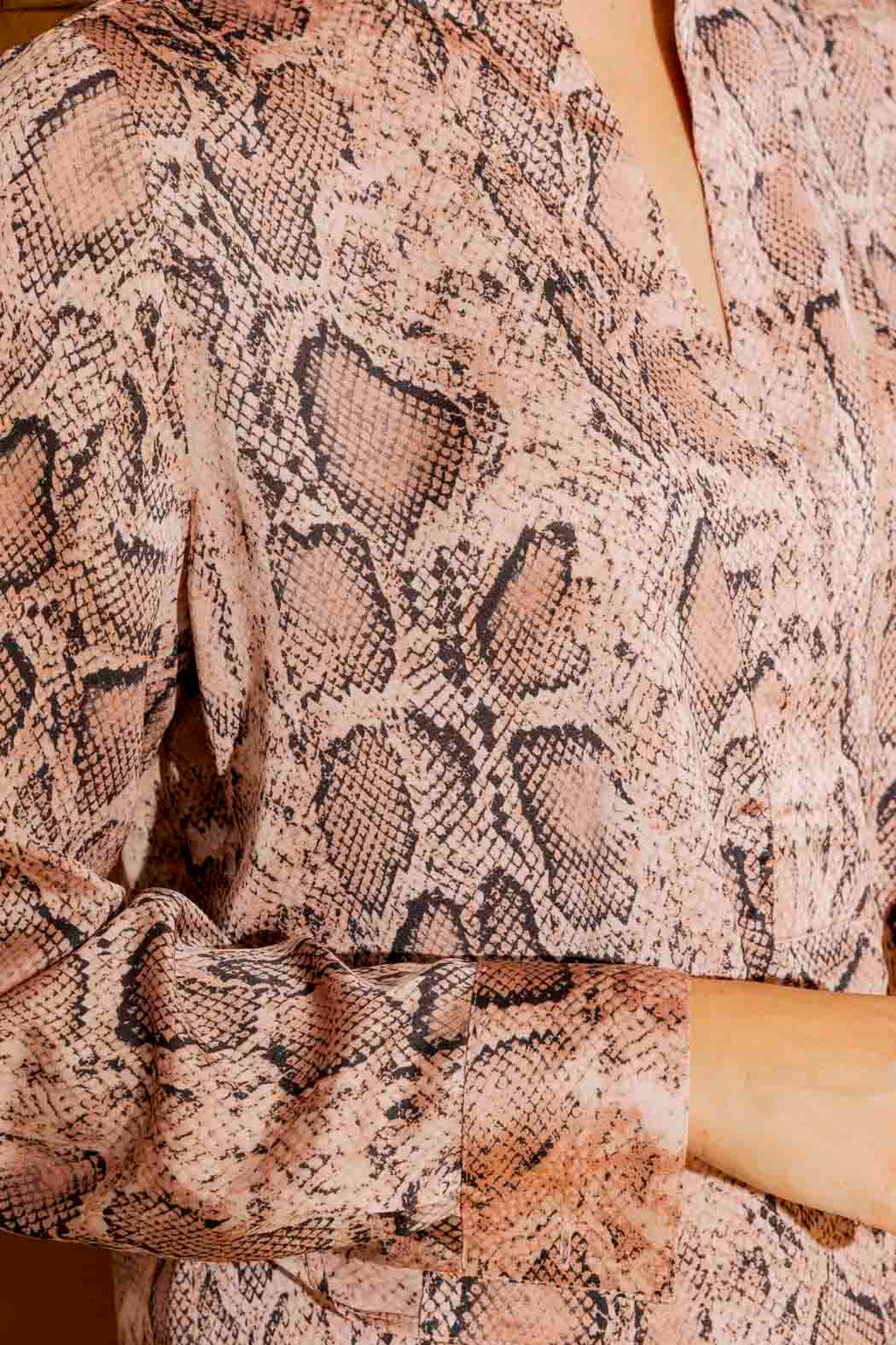 Pink Snake Silky Tuck Sleeve Blogger Shirt Pink Snake