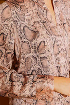 Pink Snake Silky Tuck Sleeve Blogger Shirt Pink Snake