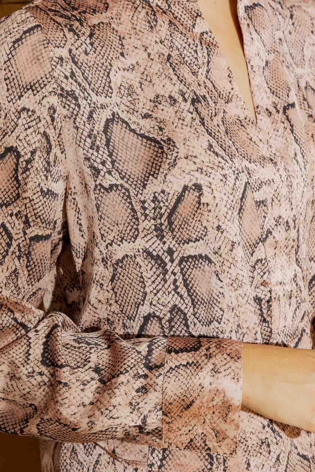Pink Snake Silky Tuck Sleeve Blogger Shirt Pink Snake