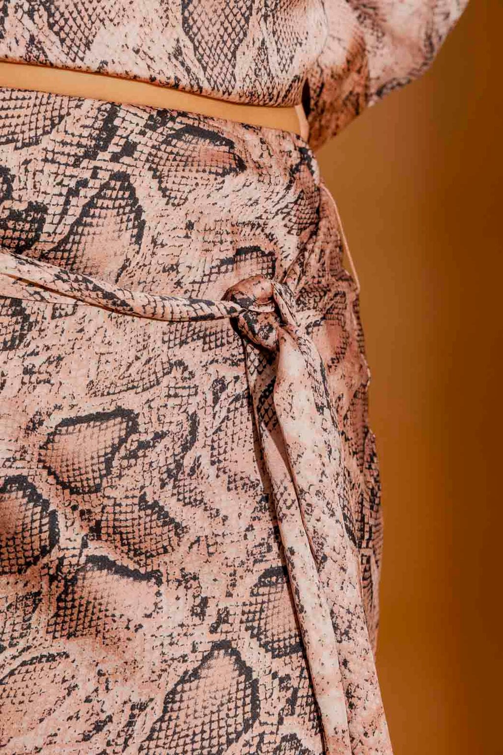 Pink Snake Bias Belted Skirt Pink Snake