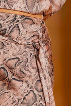 Pink Snake Bias Belted Skirt Pink Snake