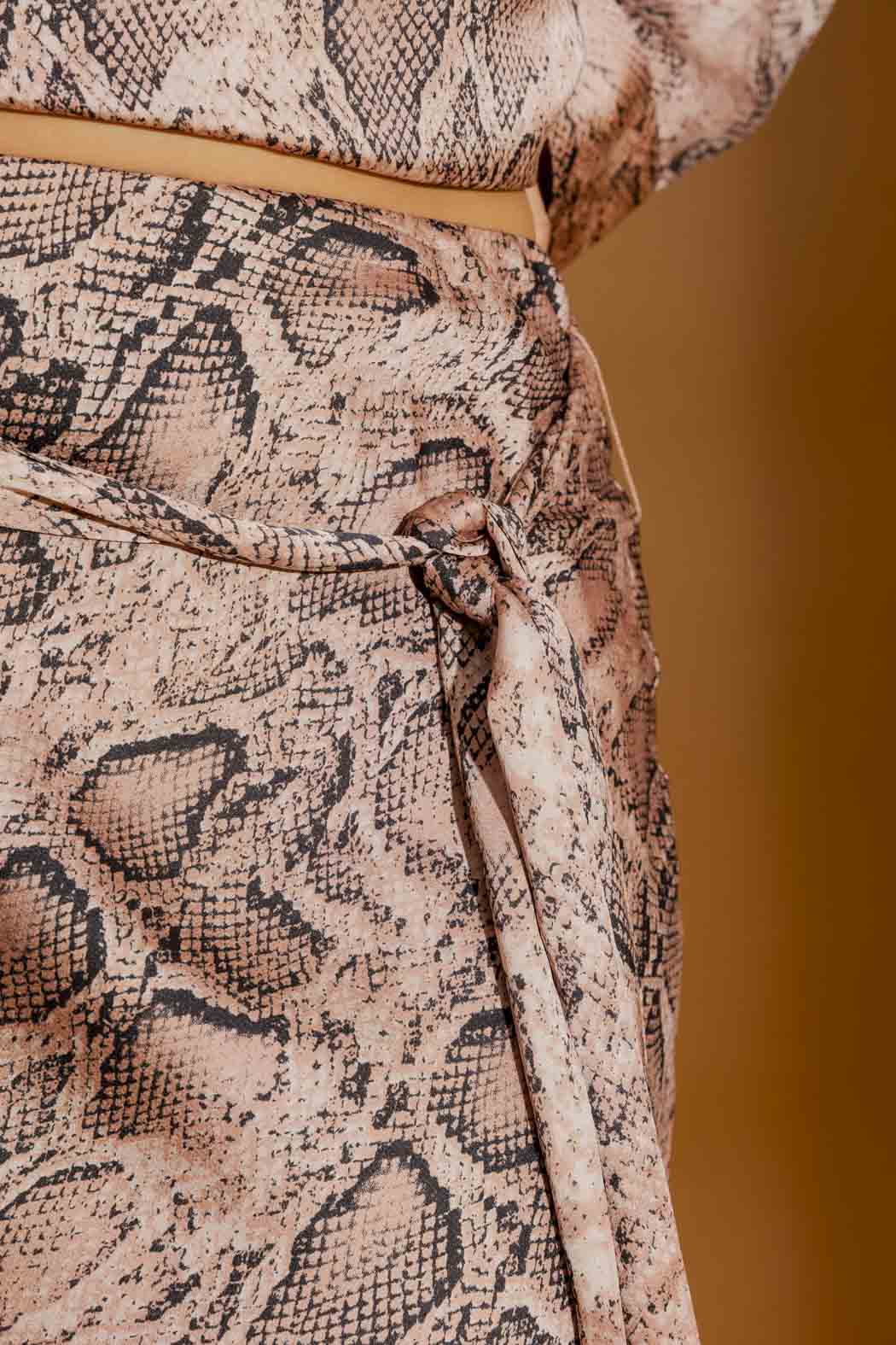 Pink Snake Bias Belted Skirt Pink Snake