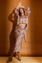 Pink Snake Bias Belted Skirt Pink Snake