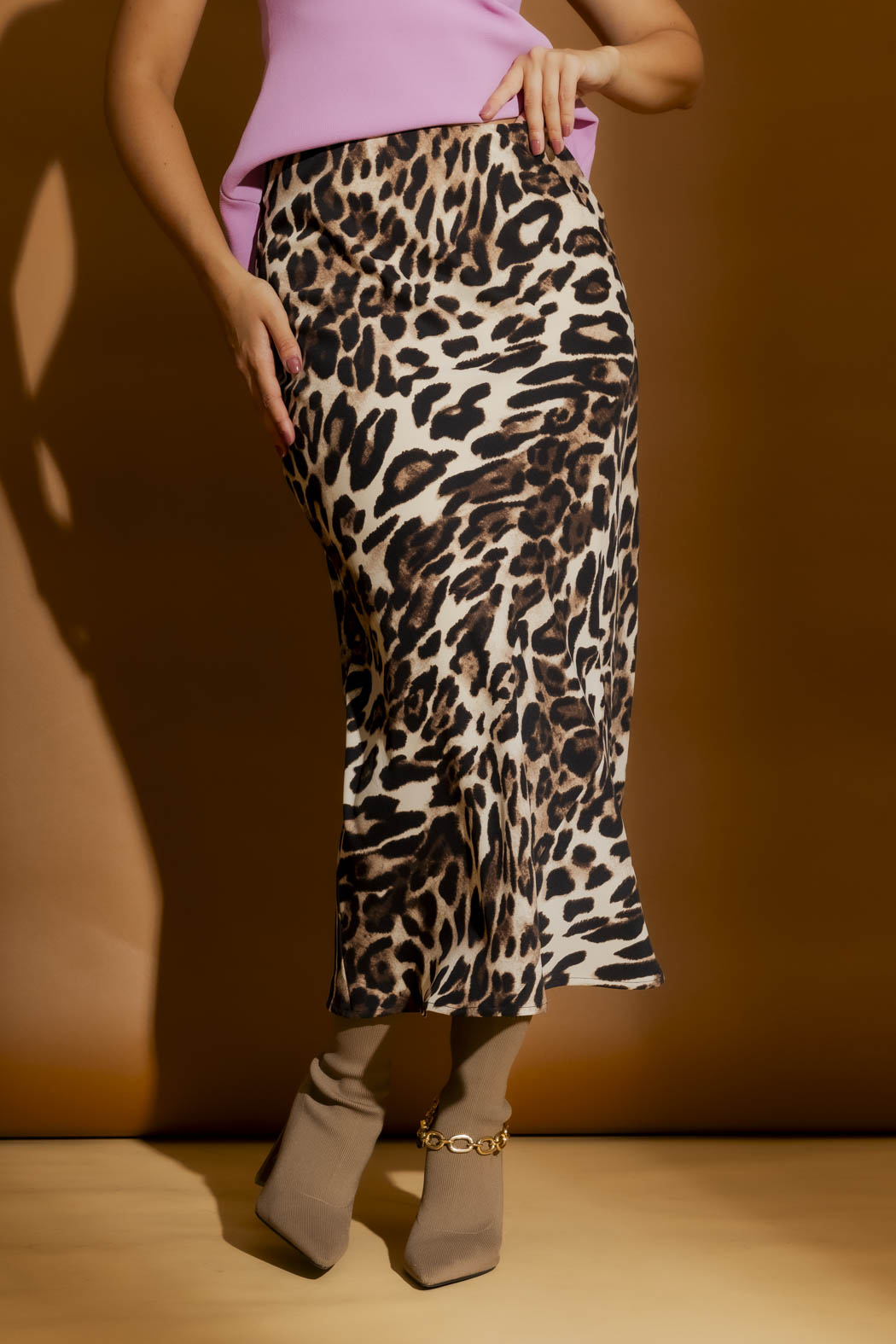 Cream Animal Bias Skirt Cream Animal