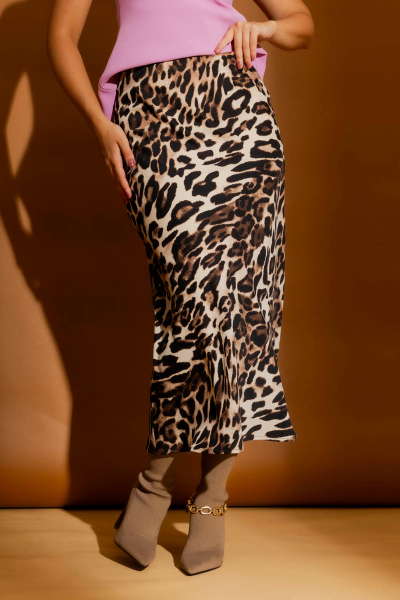 Cream Animal Bias Skirt Cream Animal