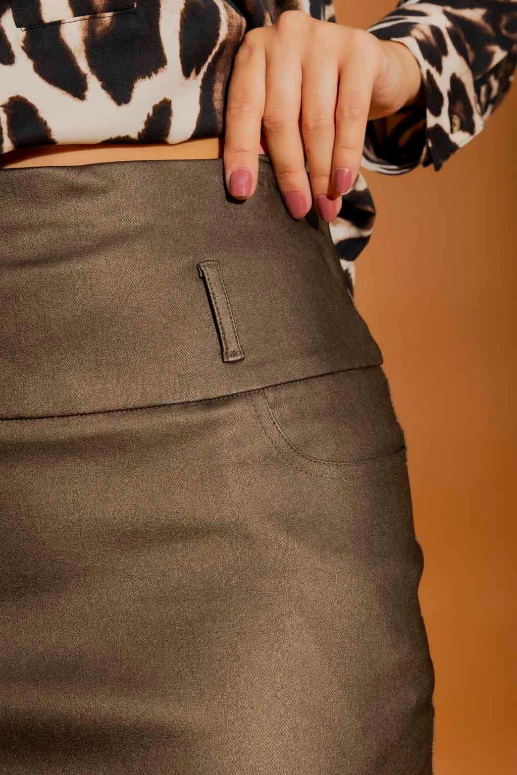 Chocolate Metalic Zip Skirt