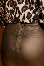 Chocolate Metalic Zip Skirt