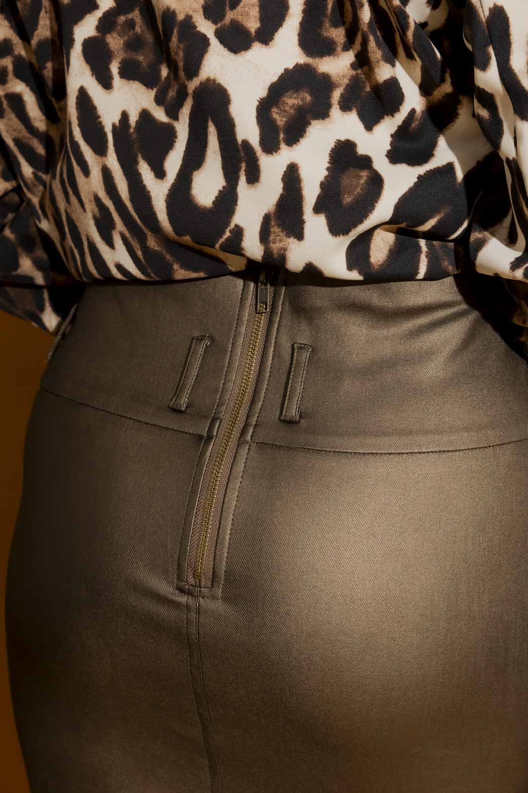 Chocolate Metalic Zip Skirt