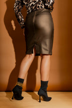 Chocolate Metalic Zip Skirt