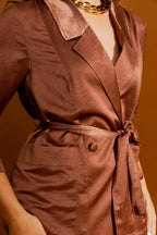 Chocolate Embossed Midi Trench
