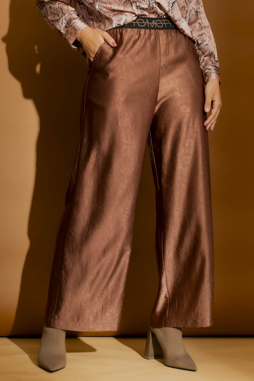 Chocolate Embossed Pull On Pant