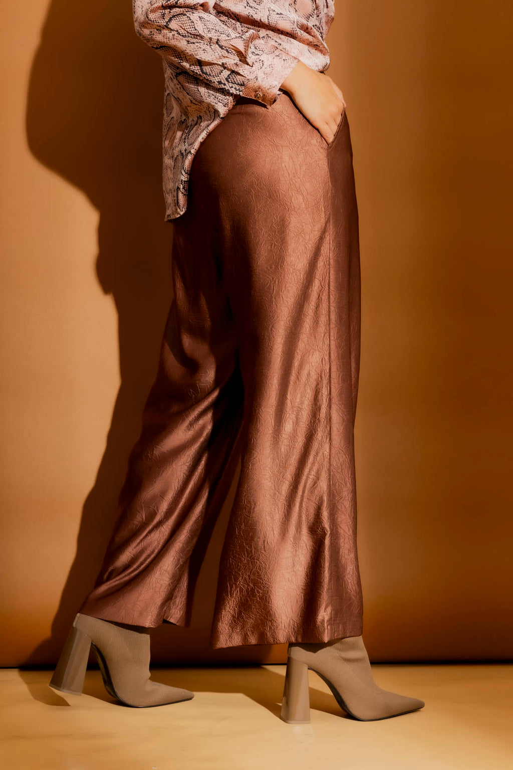 Chocolate Embossed Pull On Pant