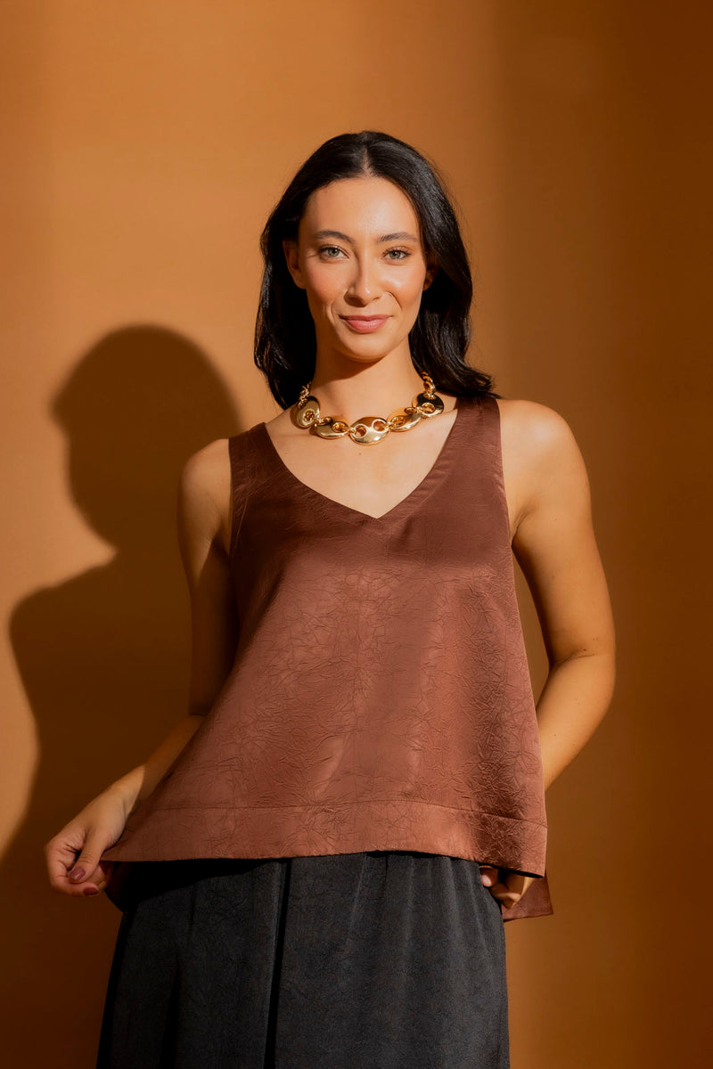 Chocolate Embossed Bell Cami