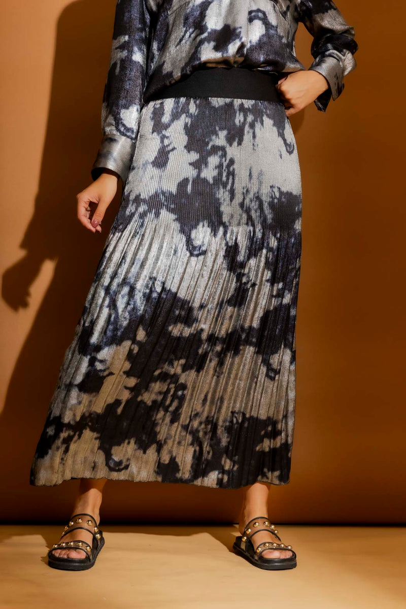 Blue/Silver Pleat Maxi Skirt Blue/Silver S