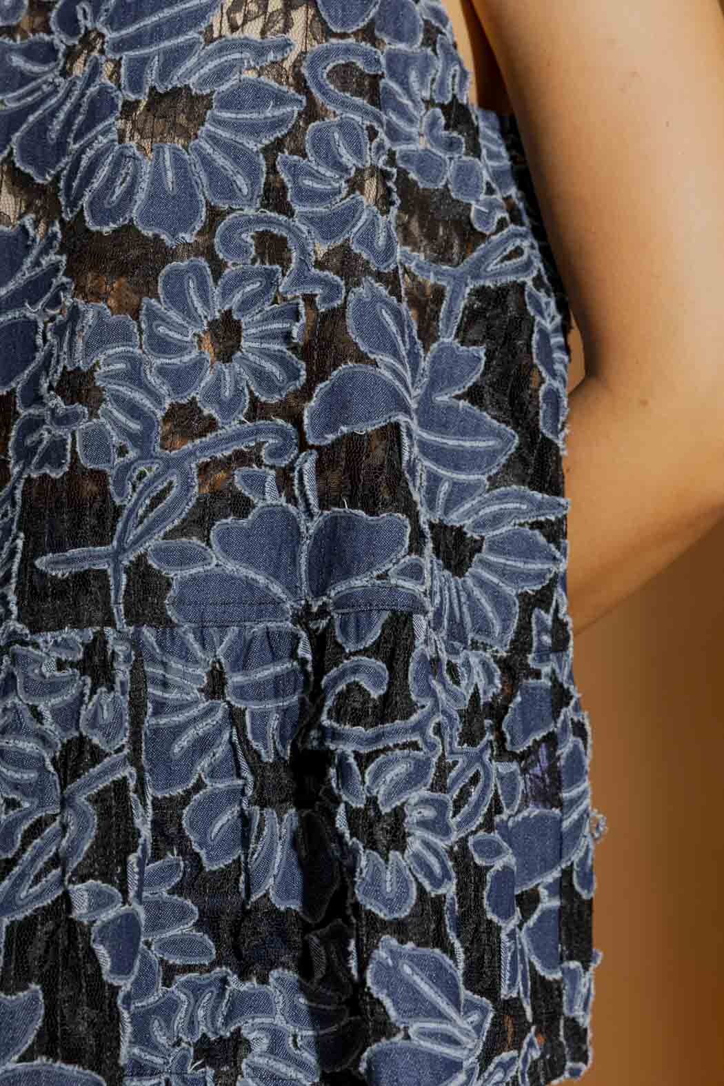 Denim Lace Frill Top