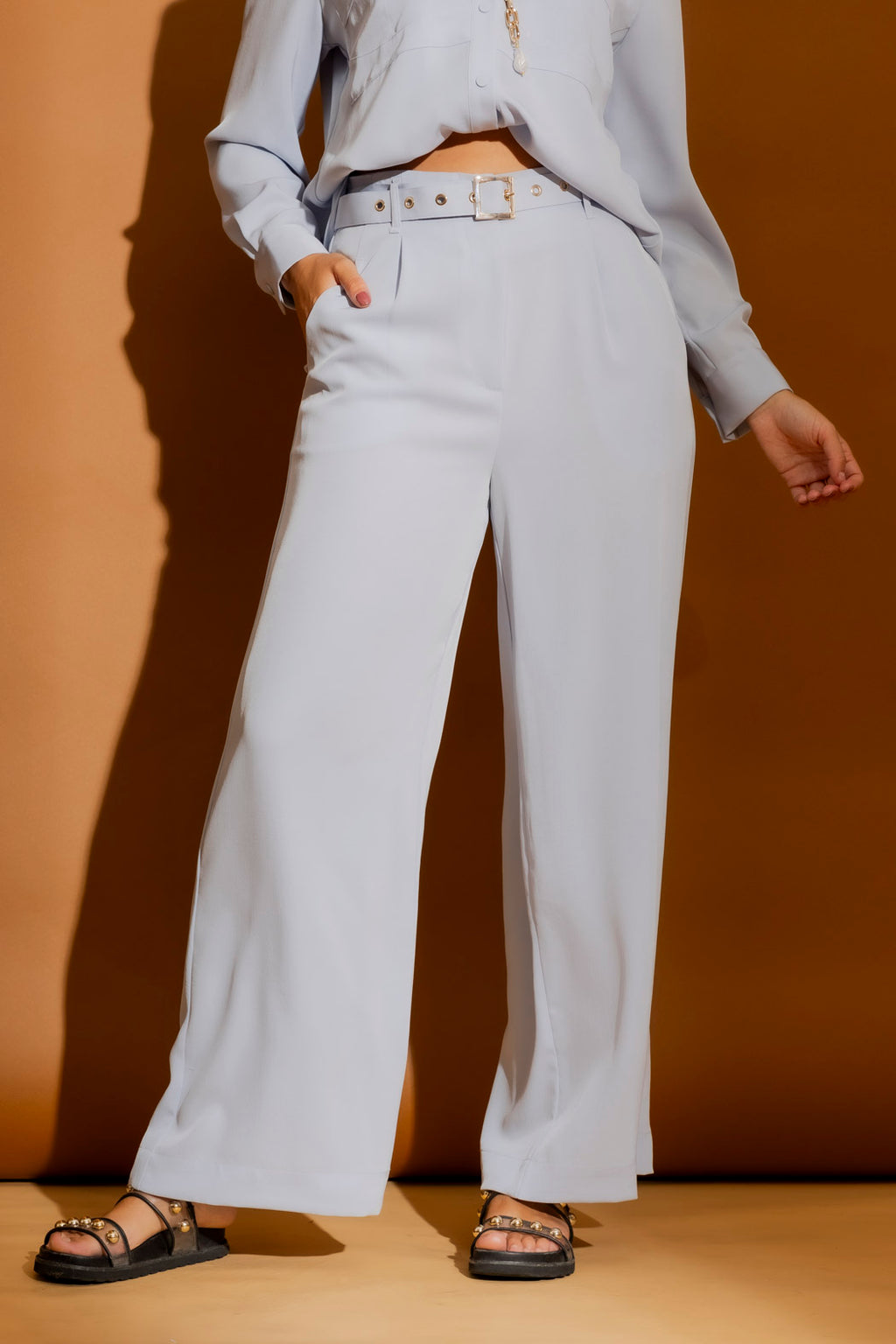Pale Blue Wide Leg Pant Pale Blue