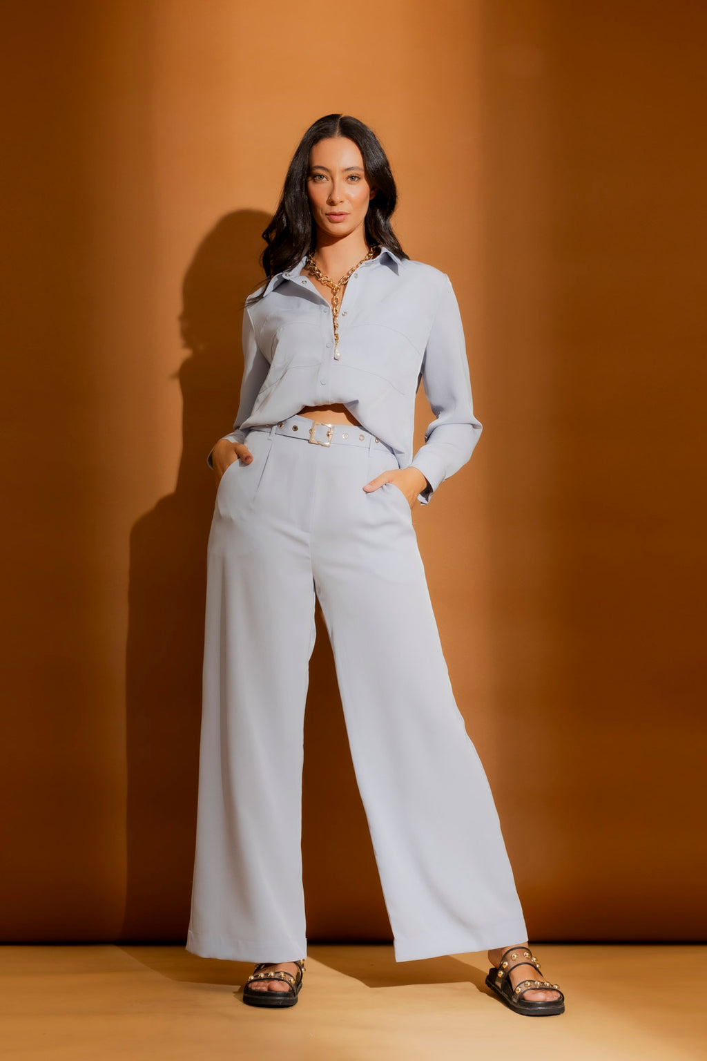 Pale Blue Wide Leg Pant Pale Blue