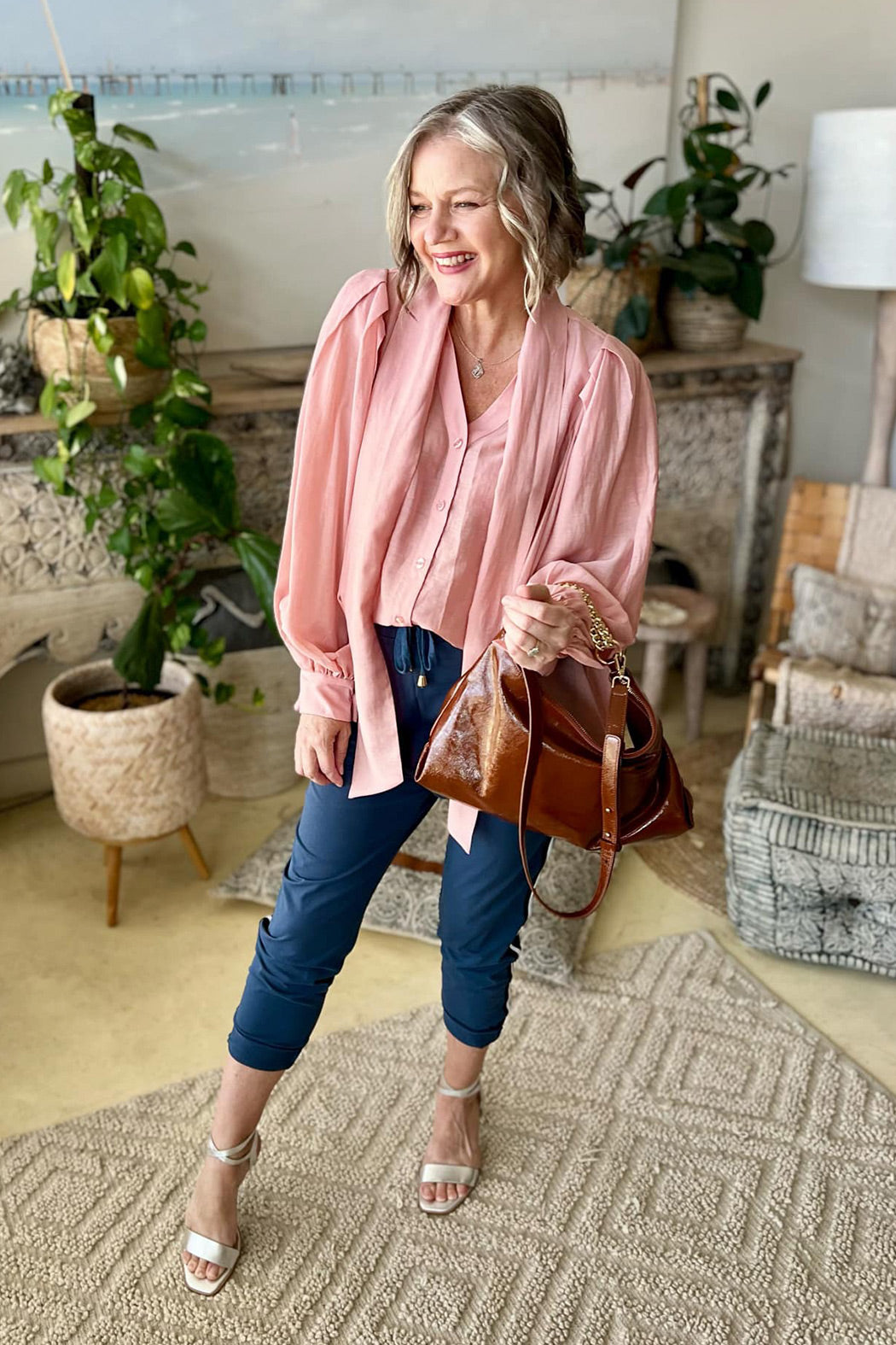 Pink Tencel Linen Addy Blouse