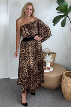 Tan Animnal Silky Strapless Top Tan Animal