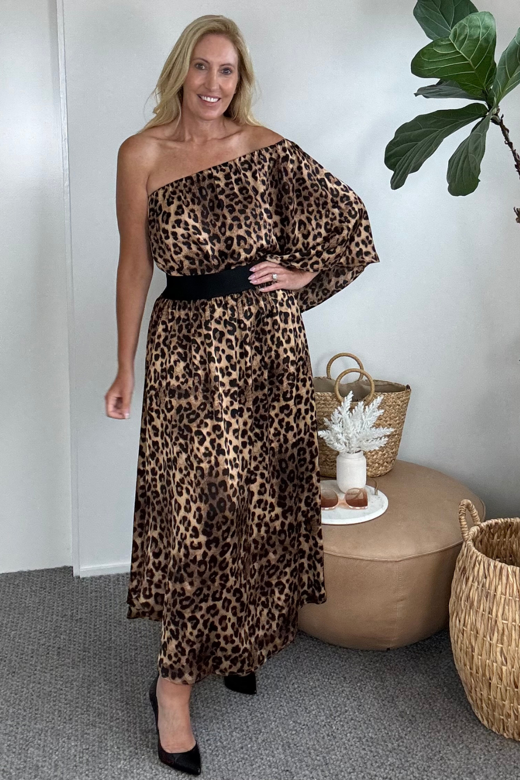 Tan Animnal Silky Strapless Top Tan Animal