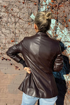 Coffee Croc Coated Sisca Blazer