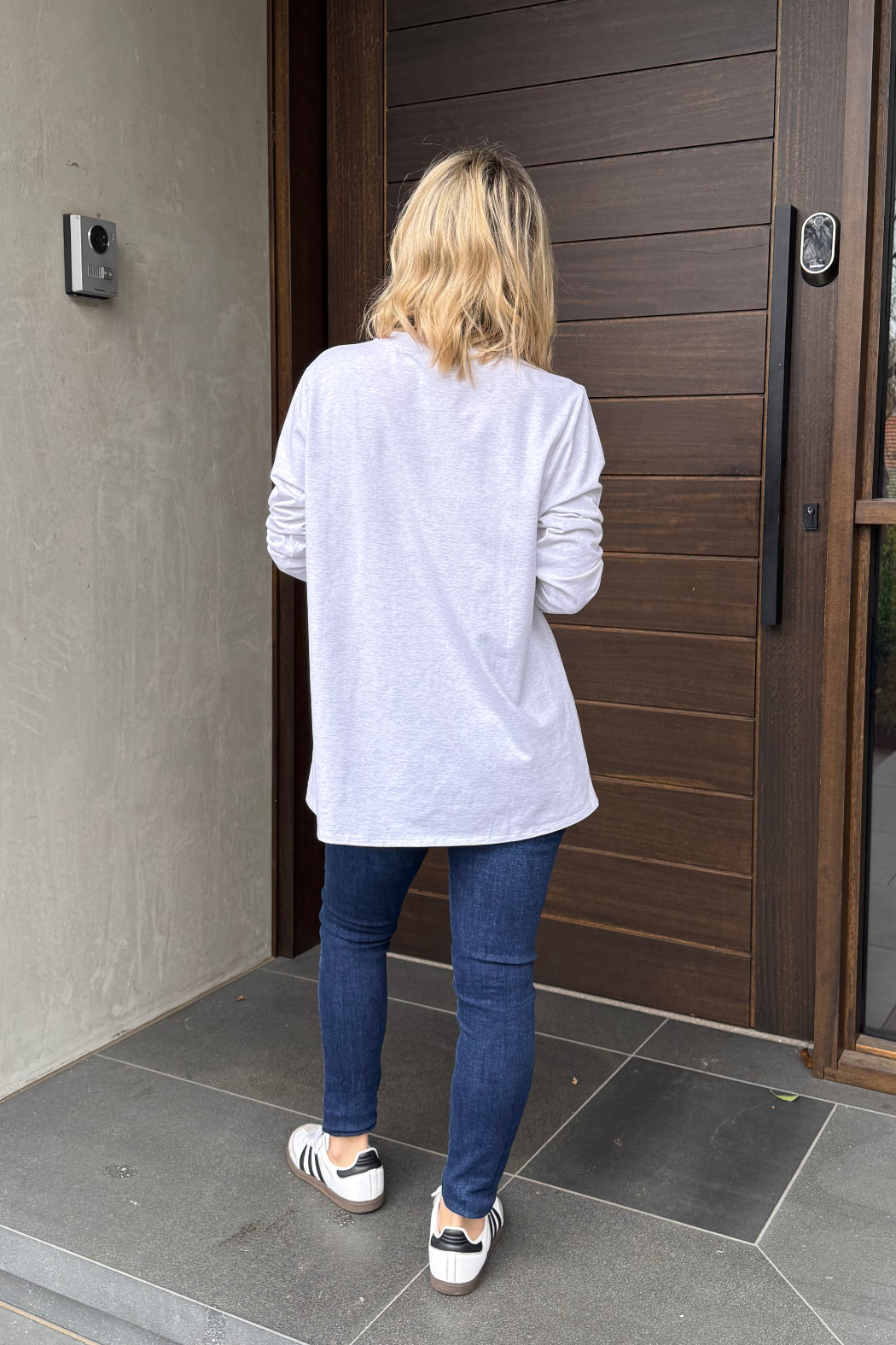 Grey Marle Embroidered Tee